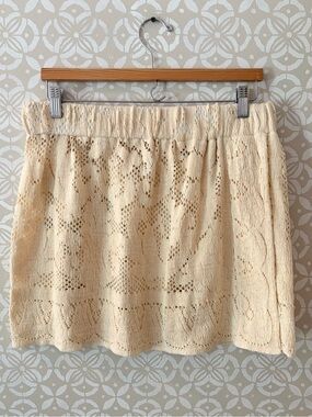 Cream Crochet Lace Mini Skirt